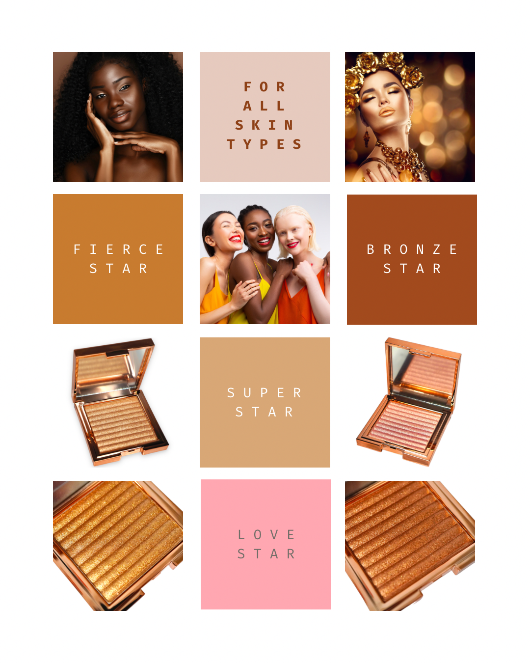 Fierce Star | Gold | Shimmery Finish | Face & Body | Silky Powder | Vegan | Star Shine Bronzer & Highlighter