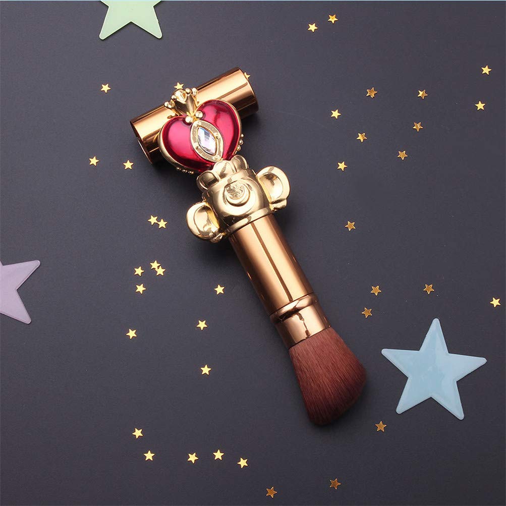 Kabuki Makeup Brush | Angled | Face | Contour | Powder | Bronzer | Highlighter | Cream | Liquid | Retractable | Red Heart Design | Royal Collection