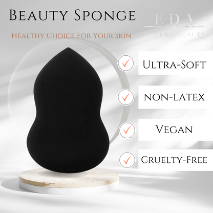 Black | Ultra-Soft | Smooth | Gourd Shape | Makeup Blender | Applicator | Vegan | Latex-Free | Beauty Sponge