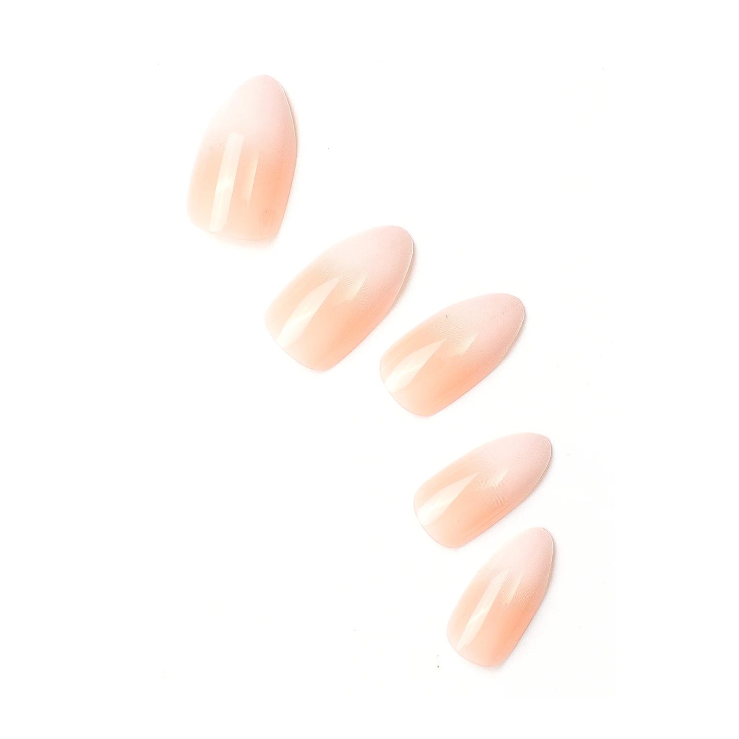 Pure Shine | Natural | Nude Pink, Ombre White French | Glossy | Stiletto | Long | Reusable Press On Nails Set