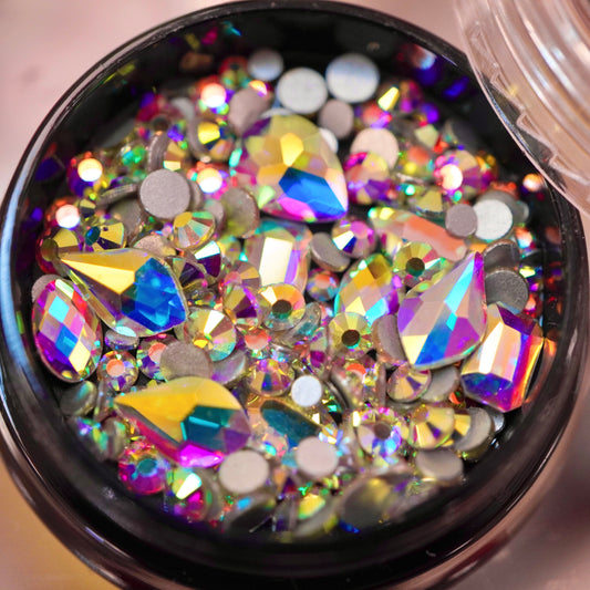 Diamond Crystals | Multi-Color | Flatback | Gemstones | Rhinestones | 3D Nail Art & Decor Kit