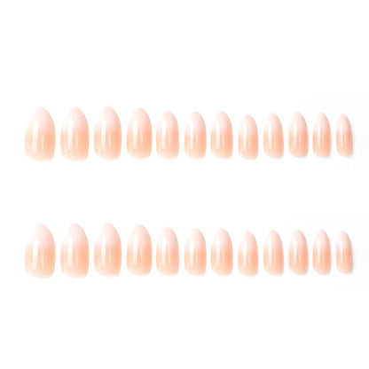 Pure Shine | Natural | Nude Pink, Ombre White French | Glossy | Stiletto | Long | Reusable Press On Nails Set