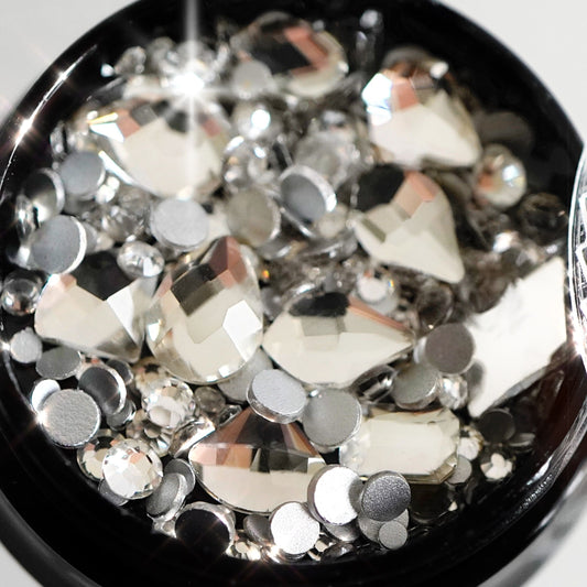 Diamond Crystals | White Glass | Flatback | Gemstones | Rhinestones | 3D Nail Art & Decor Kit